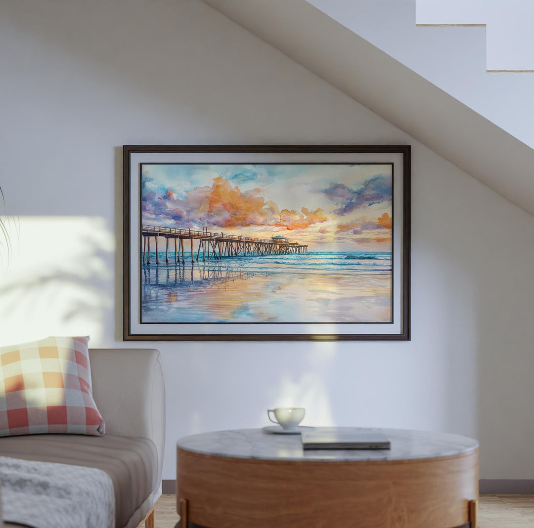 Cocoa Beach Florida Watercolor Poster Cocoa Beach Travel Print Atlantic Coast Painting Surf Town Wall Art USA Souvenir