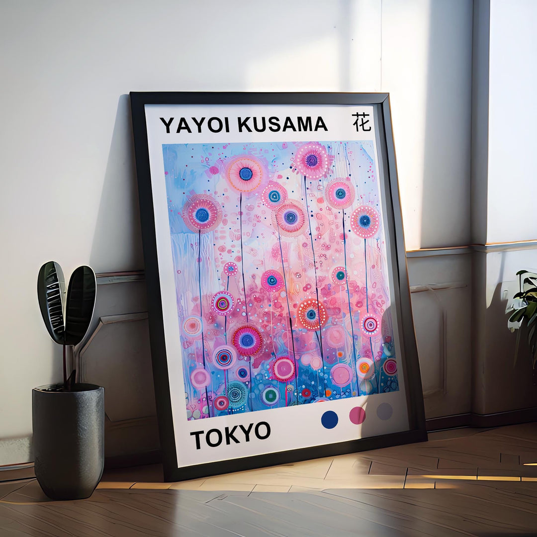 Yayoi Kusama Flower Poster Modern Pop Art Print Japanese Abstract Floral Design Polka Dot Botanical Artwork for Contemporary Home Decor
