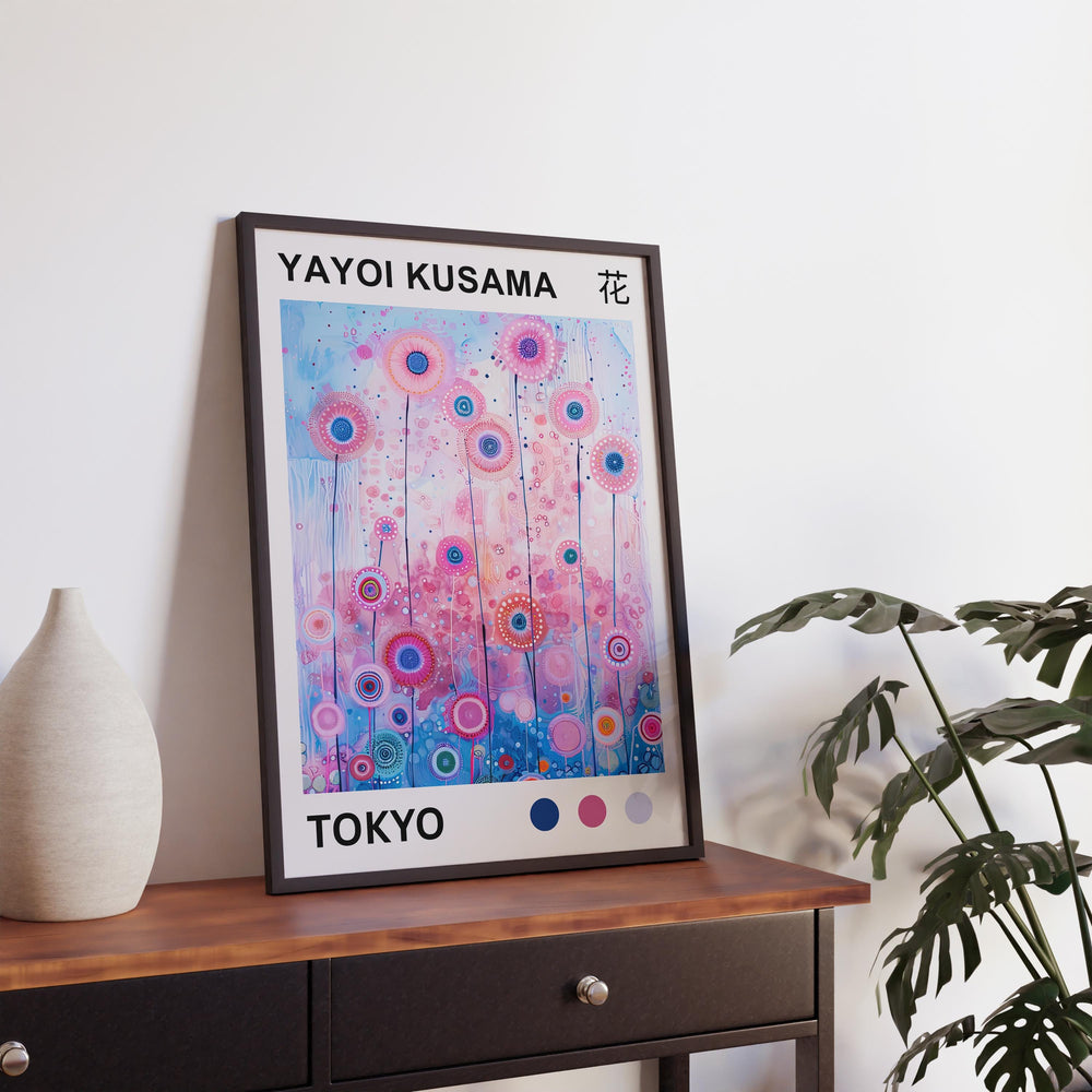 Yayoi Kusama Flower Poster Modern Pop Art Print Japanese Abstract Floral Design Polka Dot Botanical Artwork for Contemporary Home Decor