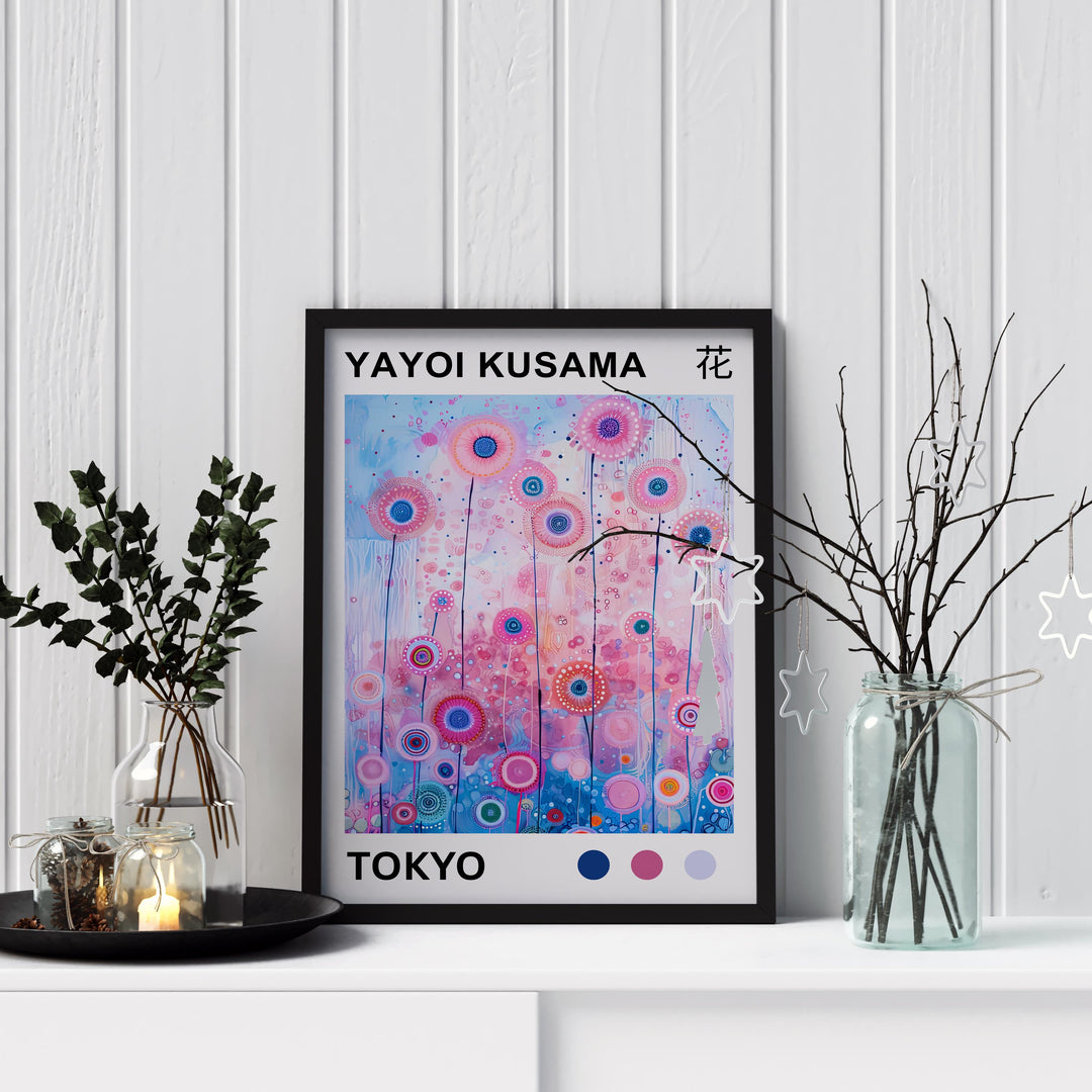Yayoi Kusama Flower Poster Modern Pop Art Print Japanese Abstract Floral Design Polka Dot Botanical Artwork for Contemporary Home Decor