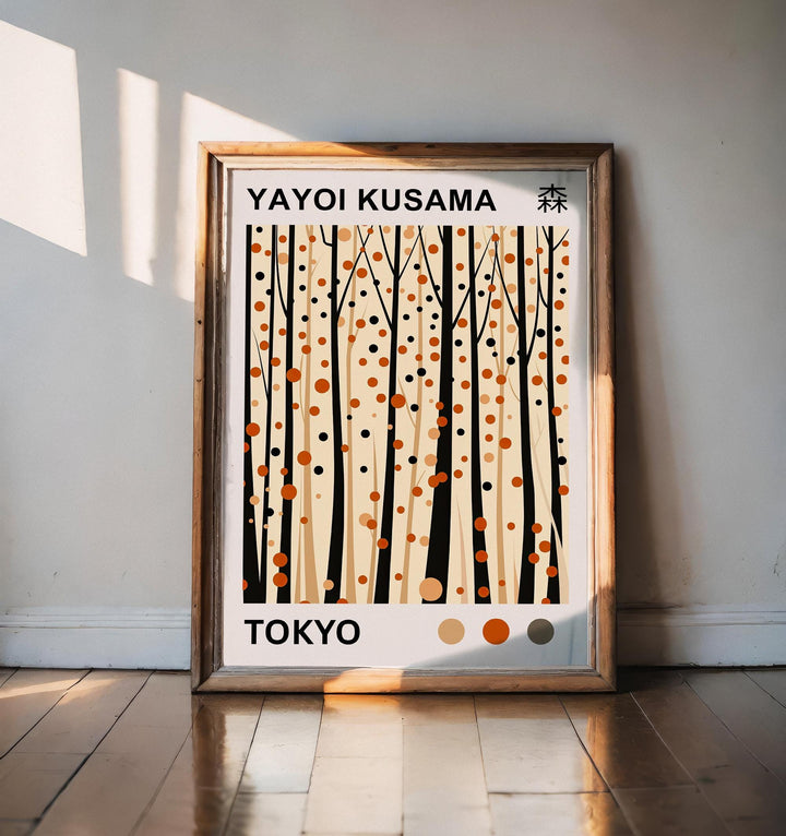 Yayoi Kusama Forest Poster Modern Pop Art Print Japanese Abstract Nature Design Polka Dot Woodland Artwork for Contemporary Home Decor