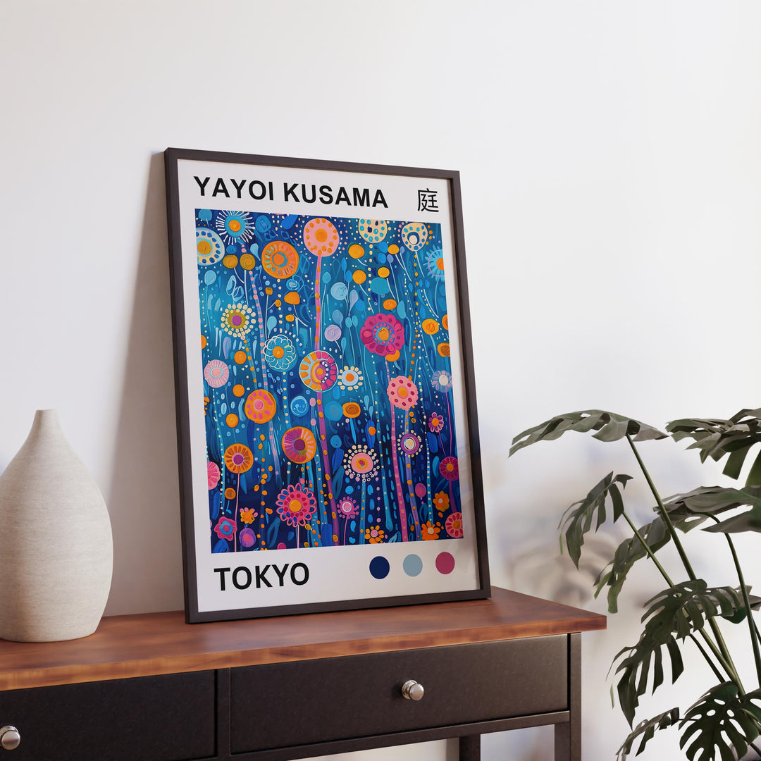Yayoi Kusama Tall Flower Stems Poster Modern Pop Art Print Japanese Abstract Floral Design Polka Dot Botanical Artwork for Home Decor