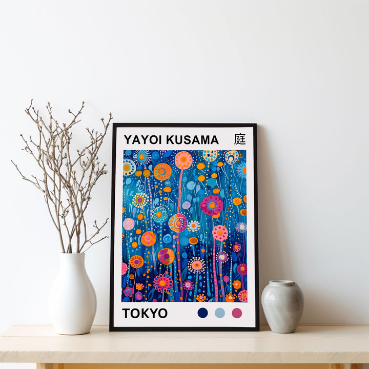 Yayoi Kusama Tall Flower Stems Poster Modern Pop Art Print Japanese Abstract Floral Design Polka Dot Botanical Artwork for Home Decor