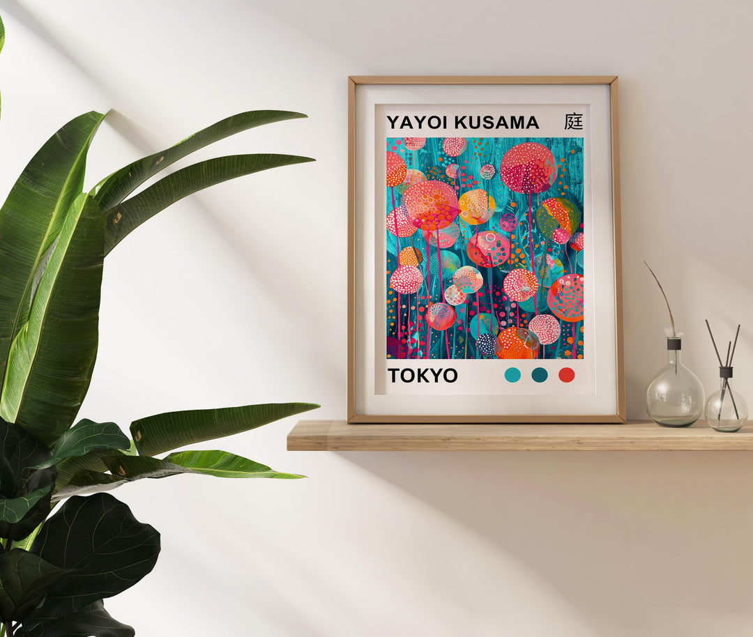 Yayoi Kusama Tall Flower Stems Poster Modern Pop Art Print Japanese Abstract Floral Design Polka Dot Botanical Artwork for Home Decor
