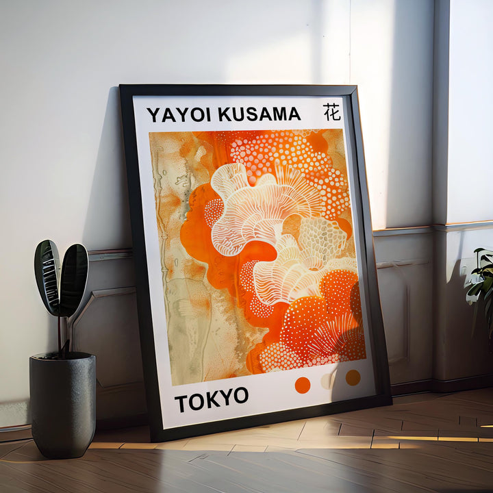 Yayoi Kusama Coral Poster Modern Pop Art Print Japanese Abstract Ocean Design Polka Dot Marine Artwork for Contemporary Coastal Decor