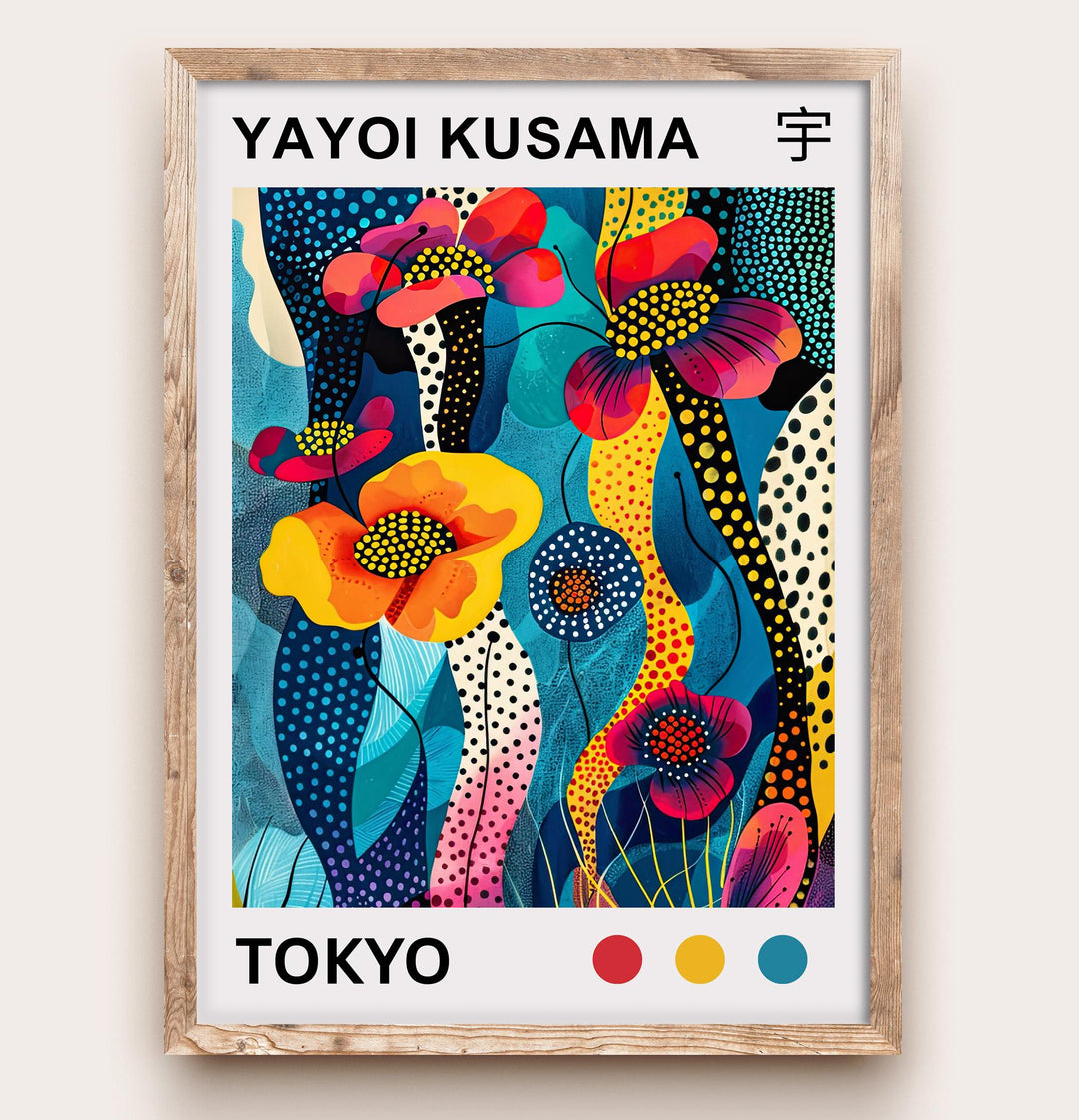 Yayoi Kusama Flower Poster Modern Pop Art Print Japanese Abstract Floral Design Polka Dot Botanical Artwork for Contemporary Home Decor