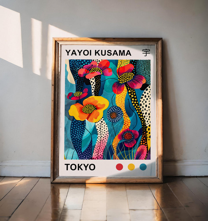 Yayoi Kusama Flower Poster Modern Pop Art Print Japanese Abstract Floral Design Polka Dot Botanical Artwork for Contemporary Home Decor