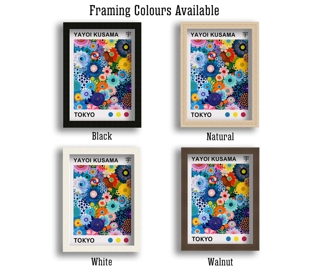 Yayoi Kusama Colorful Flowers Poster Modern Pop Art Print Japanese Abstract Floral Design Polka Dot Artwork for Contemporary Home Decor