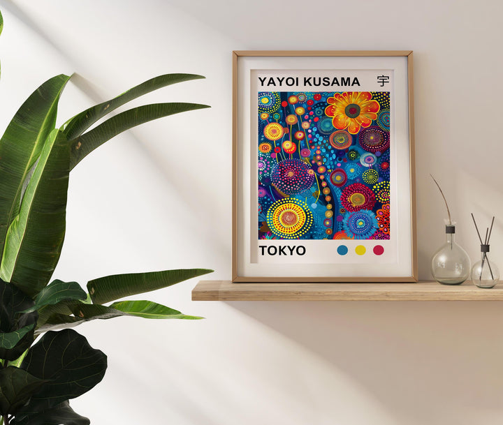 Yayoi Kusama Colorful Flowers Poster Modern Pop Art Print Japanese Abstract Floral Design Polka Dot Artwork for Contemporary Home Decor
