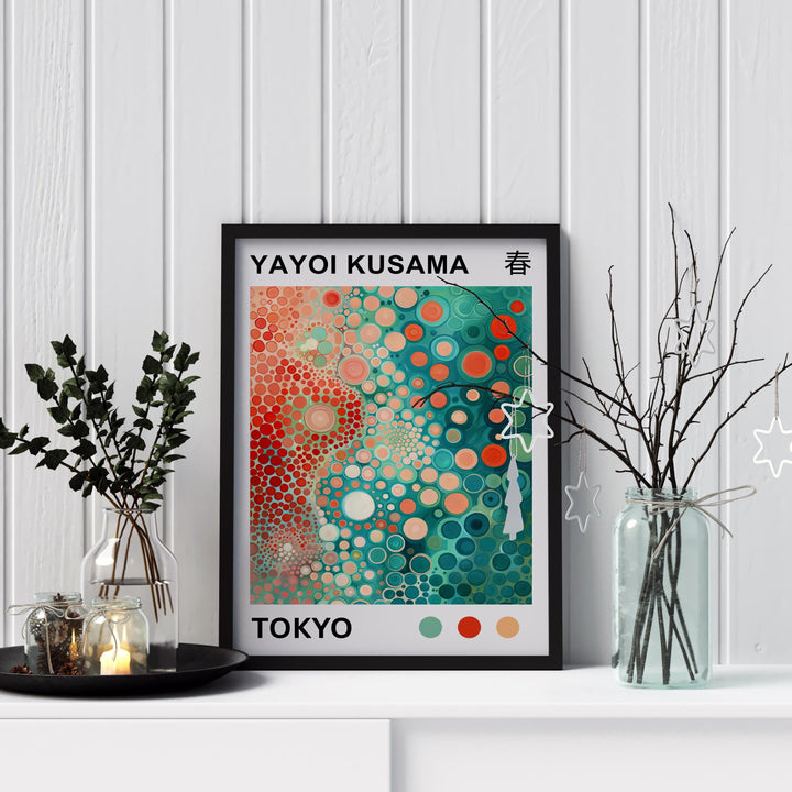 Yayoi Kusama Polka Garden Poster Modern Pop Art Print Japanese Abstract Floral Design Colorful Botanical Artwork for Contemporary Decor