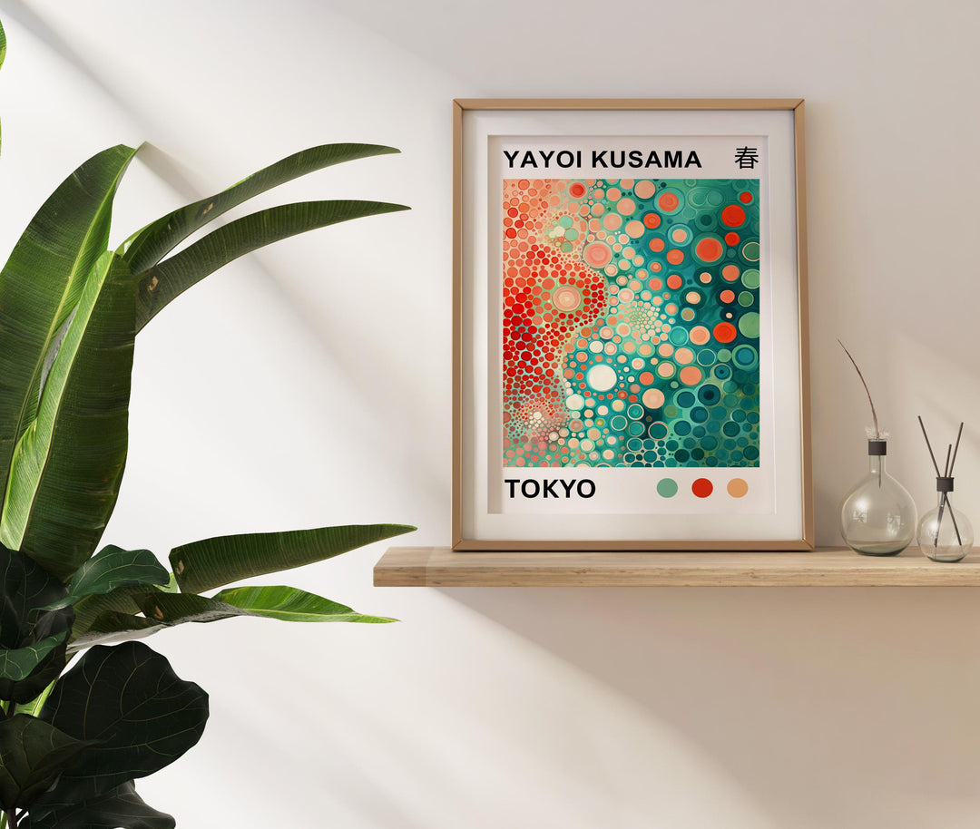 Yayoi Kusama Polka Garden Poster Modern Pop Art Print Japanese Abstract Floral Design Colorful Botanical Artwork for Contemporary Decor