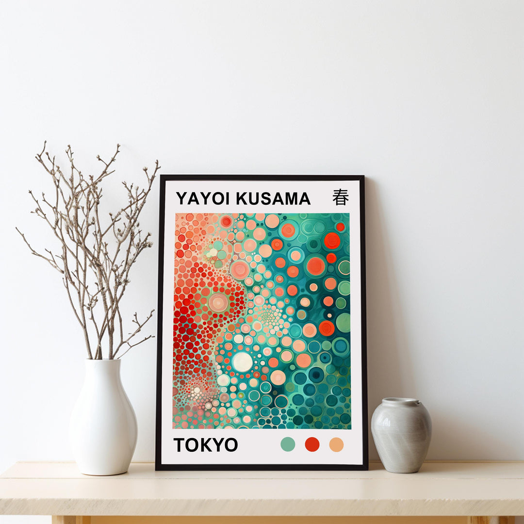 Yayoi Kusama Polka Garden Poster Modern Pop Art Print Japanese Abstract Floral Design Colorful Botanical Artwork for Contemporary Decor