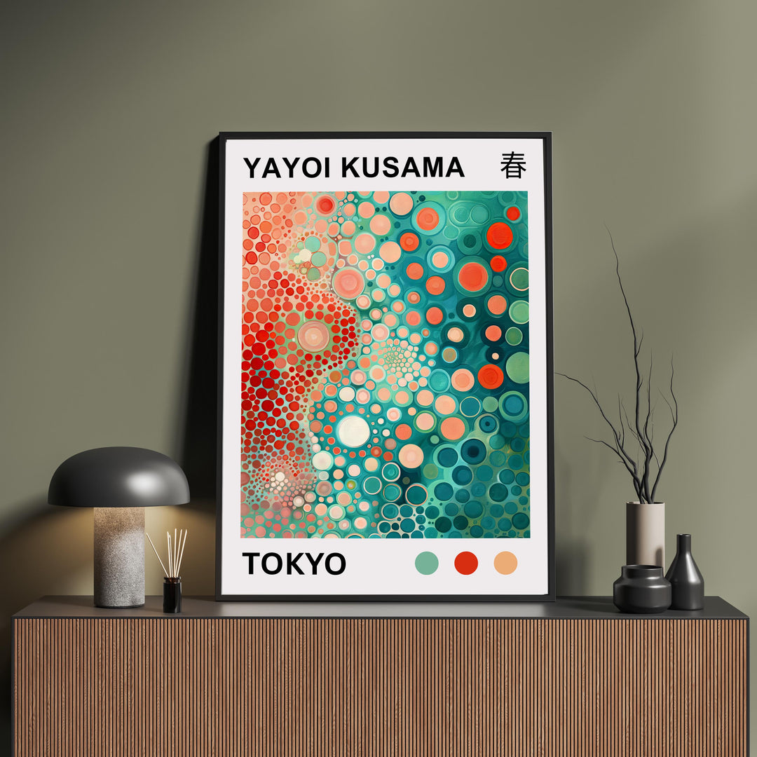 Yayoi Kusama Polka Garden Poster Modern Pop Art Print Japanese Abstract Floral Design Colorful Botanical Artwork for Contemporary Decor