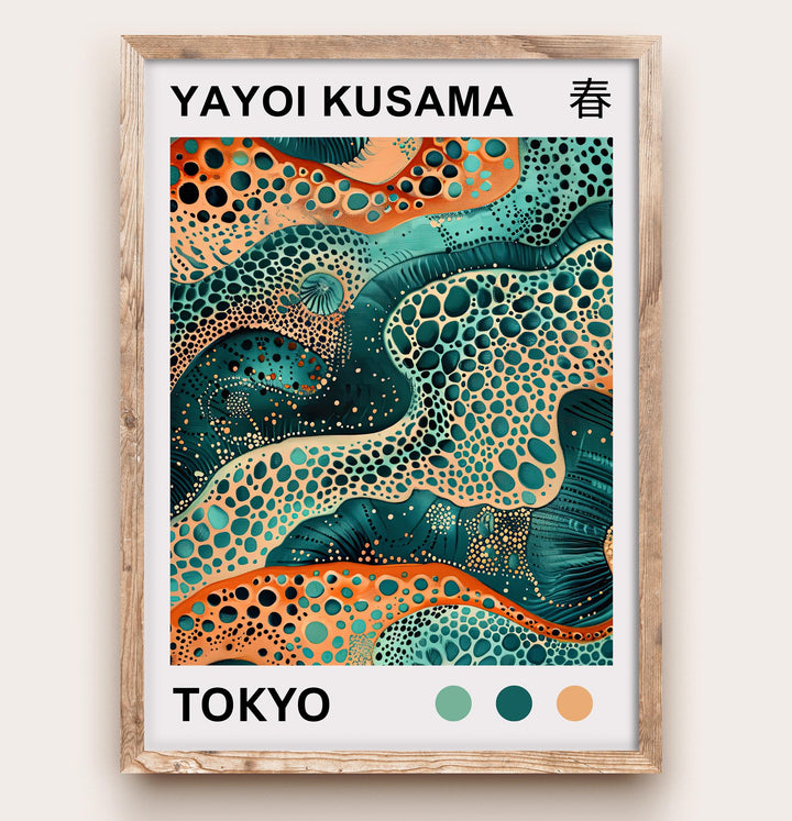 Yayoi Kusama Sea Waves Poster Modern Pop Art Print Japanese Abstract Ocean Design Polka Dot Marine Artwork for Contemporary Home Decor