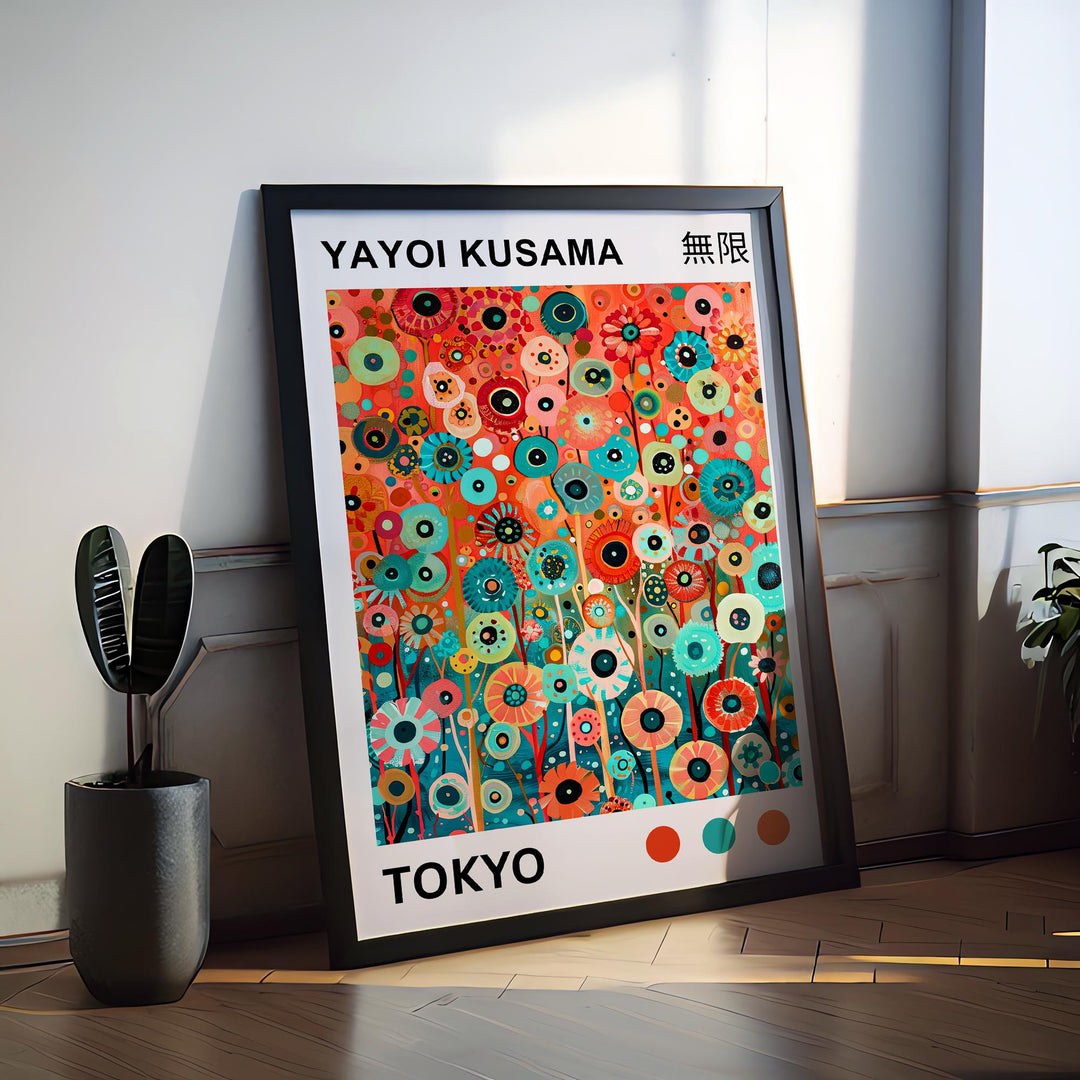 Yayoi Kusama Flower Petals Poster Modern Pop Art Print Japanese Abstract Floral Design Polka Dot Botanical Artwork for Contemporary Decor