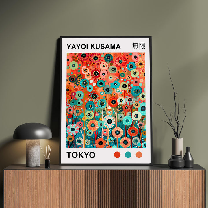Yayoi Kusama Flower Petals Poster Modern Pop Art Print Japanese Abstract Floral Design Polka Dot Botanical Artwork for Contemporary Decor