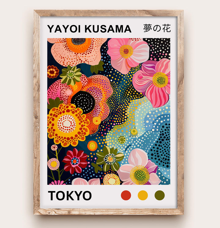 Yayoi Kusama Flower Coral Poster Modern Pop Art Print Japanese Abstract Ocean Floral Design Polka Dot Artwork for Contemporary Home Decor