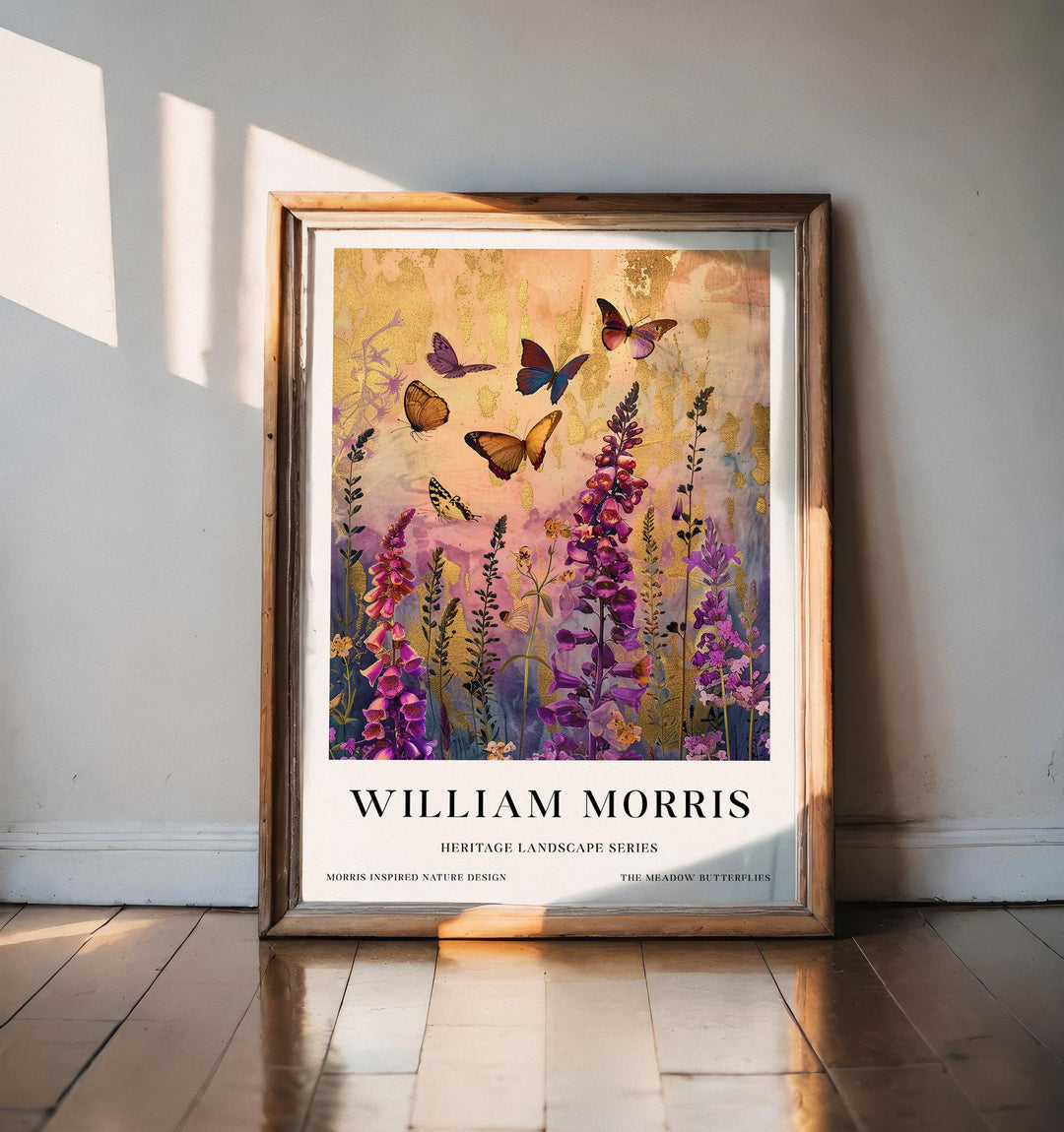 William Morris Meadow Butterflies Poster Vintage Botanical Wall Art Classic Nature Print Elegant Floral Decor Timeless Artwork for Home