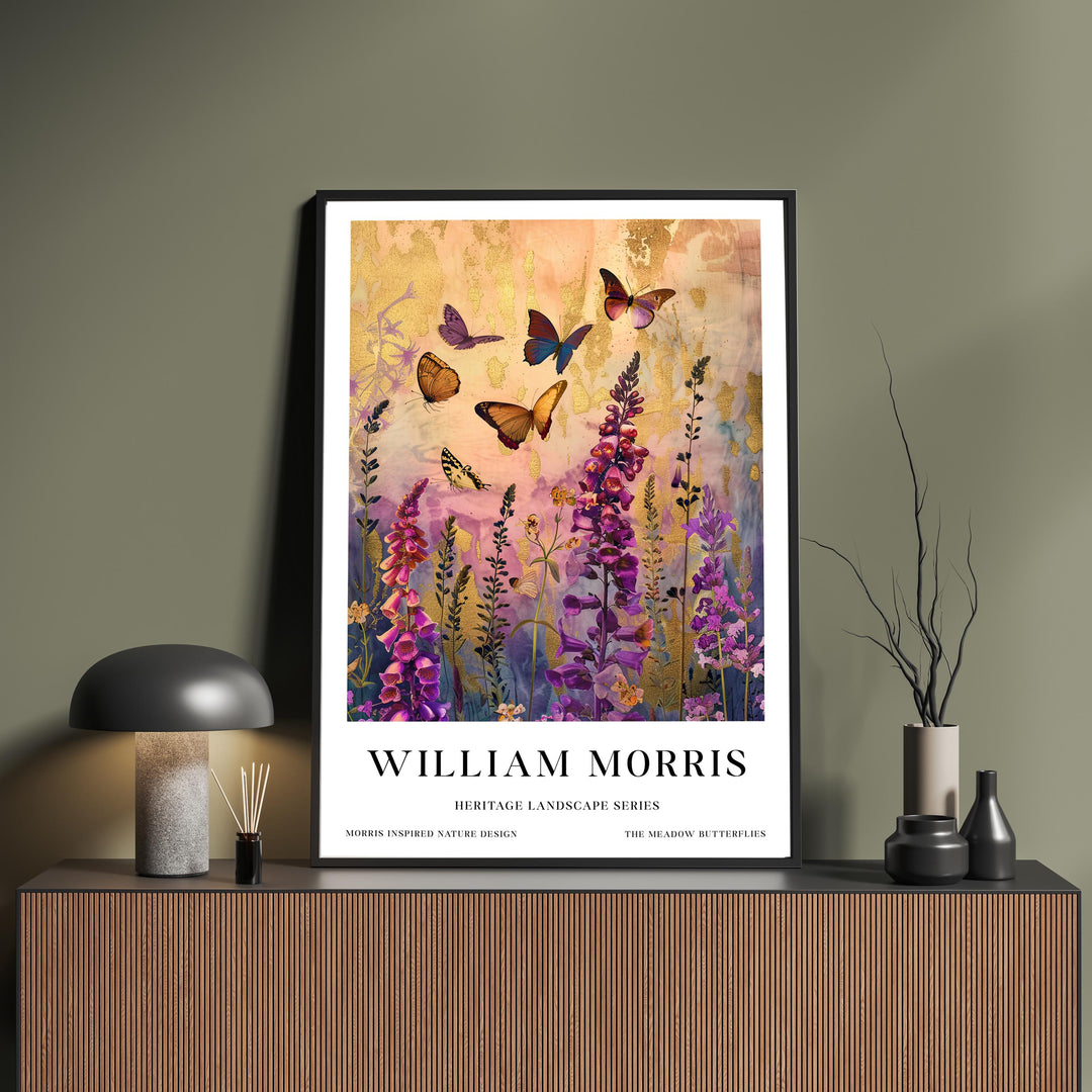 William Morris Meadow Butterflies Poster Vintage Botanical Wall Art Classic Nature Print Elegant Floral Decor Timeless Artwork for Home