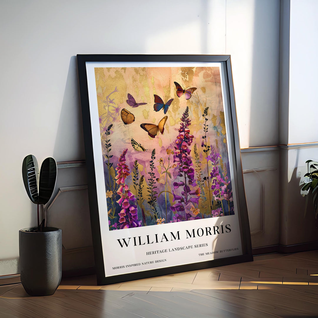 William Morris Meadow Butterflies Poster Vintage Botanical Wall Art Classic Nature Print Elegant Floral Decor Timeless Artwork for Home