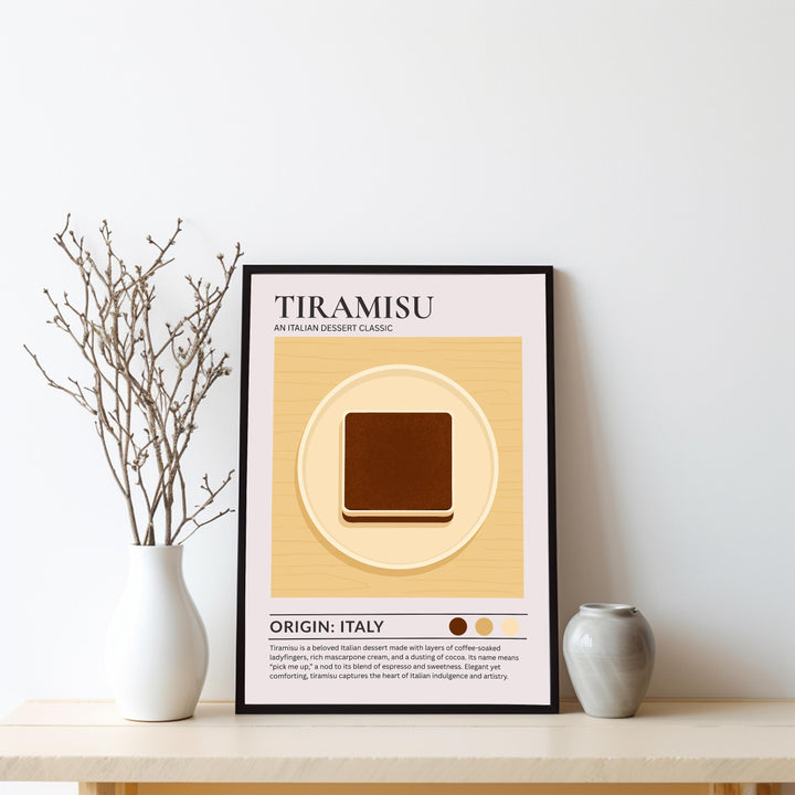 Tiramisu Kitchen Print Italian Dessert Poster Vintage Food Art Kitchen Wall Art Coffee Dessert Decor Dining Room Culinary Artwork