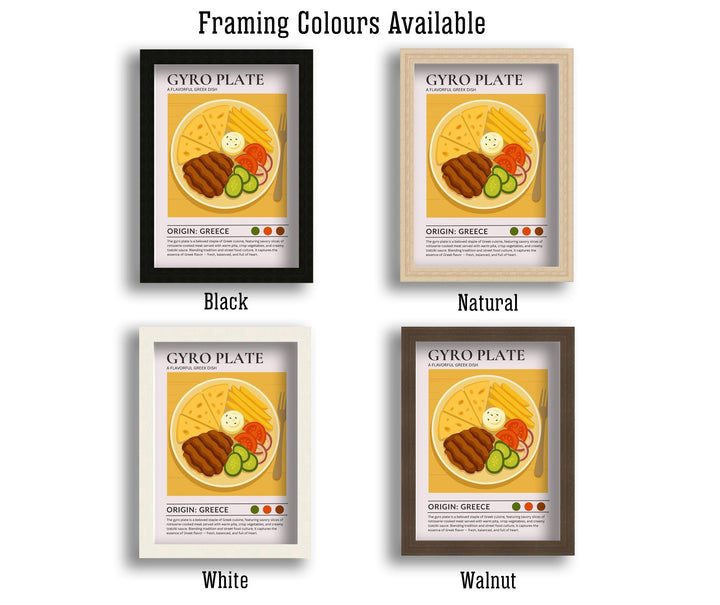 Gyro Plate Kitchen Print Greek Food Poster Vintage Culinary Art Kitchen Wall Art Mediterranean Cuisine Decor Dining Room Artwork