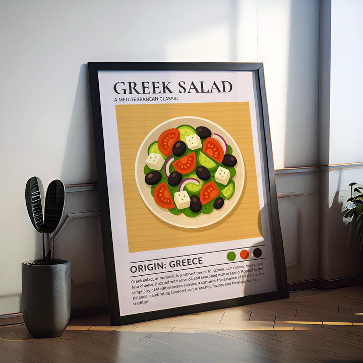 Greek Salad Kitchen Print Mediterranean Food Poster Vintage Culinary Art Kitchen Wall Art Greek Cuisine Decor Dining Room Artwork