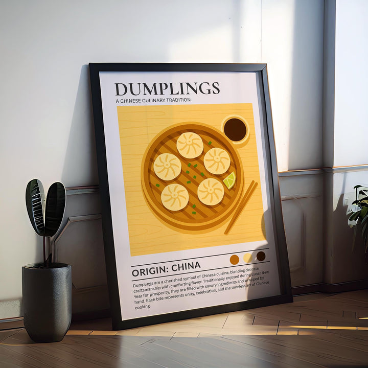 Dumplings Kitchen Print Asian Food Poster Vintage Culinary Art Kitchen Wall Art Chinese Cuisine Decor Dining Room Chef Artwork