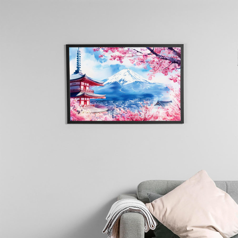 Mount Fuji Japan Watercolor Poster Mount Fuji Travel Print Mountain Landscape Painting Wall Art Asia Souvenir