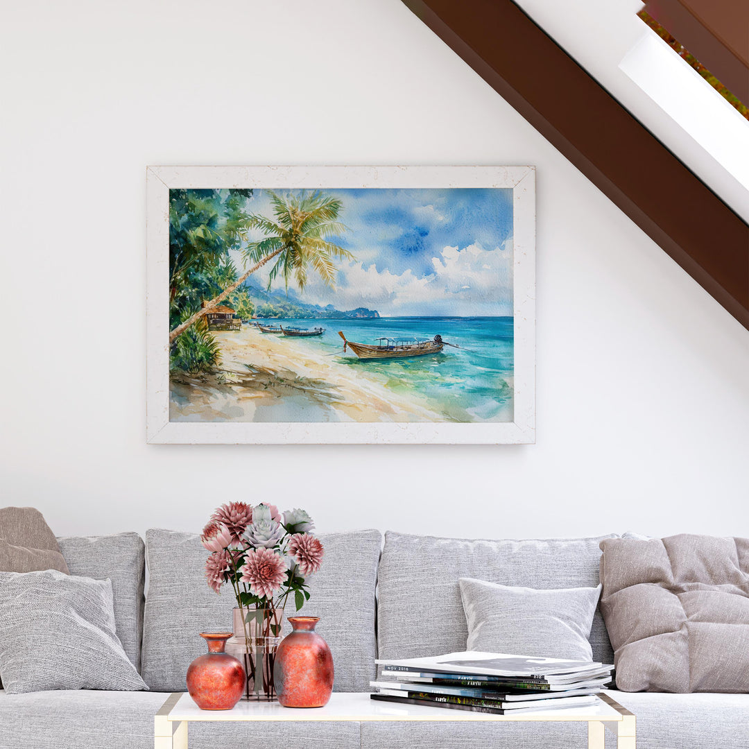 Koh Lanta Thailand Watercolor Poster Koh Lanta Travel Print Tropical Island Painting Beach Wall Art Asia Souvenir