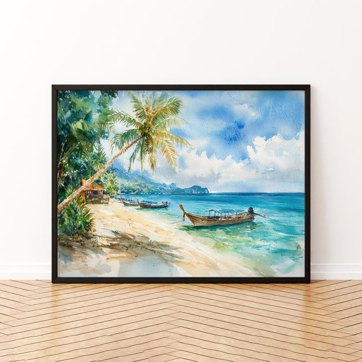 Koh Lanta Thailand Watercolor Poster Koh Lanta Travel Print Tropical Island Painting Beach Wall Art Asia Souvenir