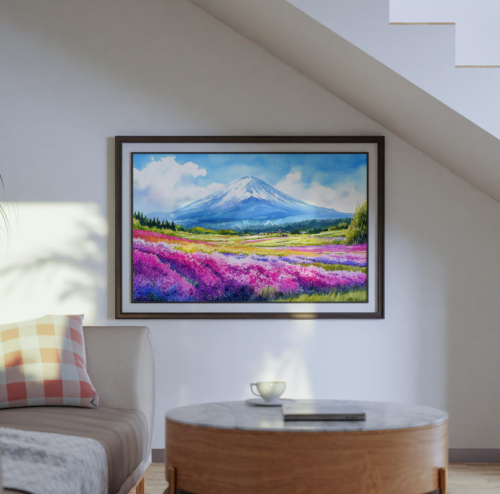 Hokkaido Japan Watercolor Poster Hokkaido Travel Print Mountain Landscape Painting Nature Wall Art Asia Souvenir