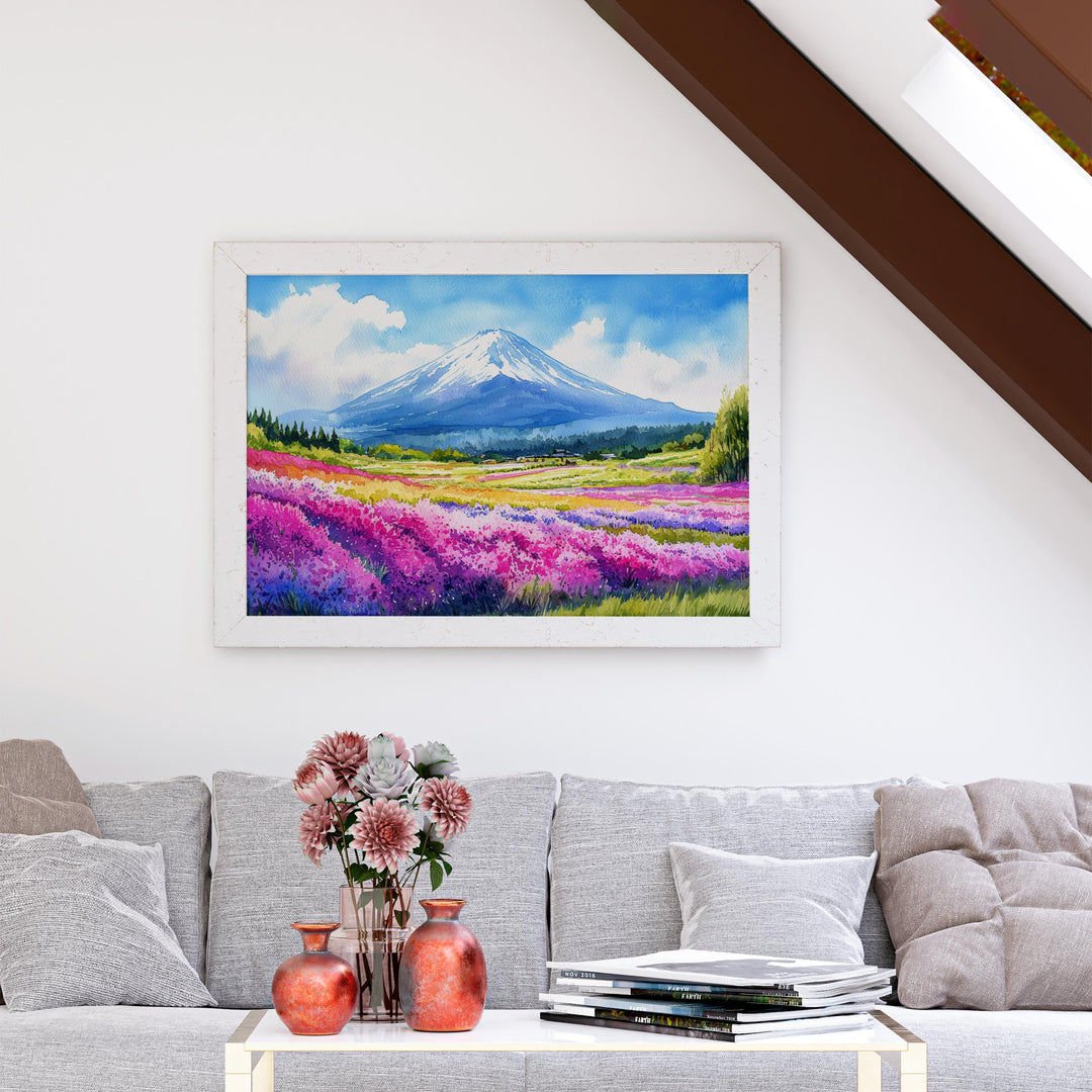 Hokkaido Japan Watercolor Poster Hokkaido Travel Print Mountain Landscape Painting Nature Wall Art Asia Souvenir