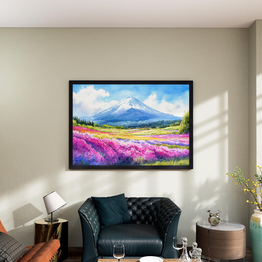 Hokkaido Japan Watercolor Poster Hokkaido Travel Print Mountain Landscape Painting Nature Wall Art Asia Souvenir