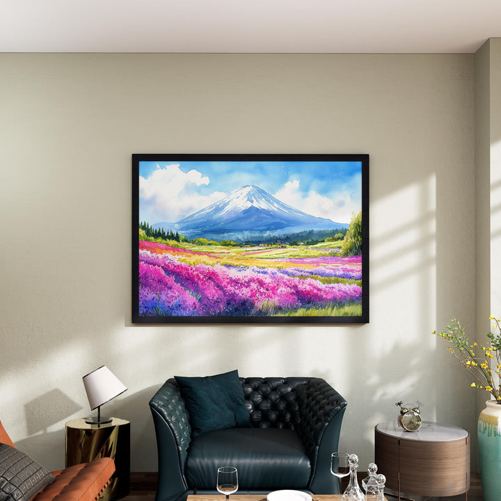 Hokkaido Japan Watercolor Poster Hokkaido Travel Print Mountain Landscape Painting Nature Wall Art Asia Souvenir
