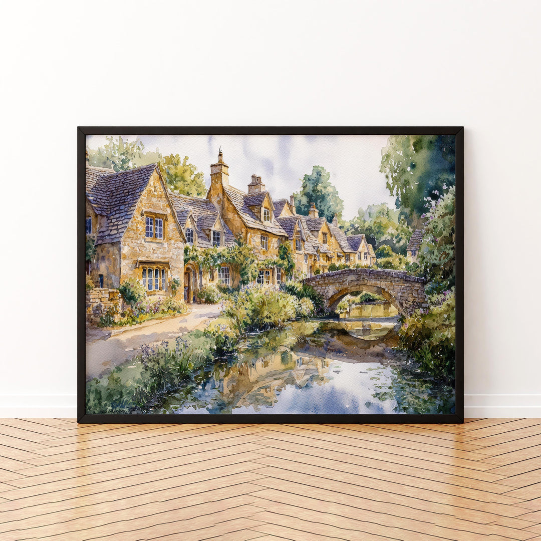Cotswolds England Watercolor Poster Cotswolds Travel Print Countryside Village Painting Landscape Wall Art UK Souvenir