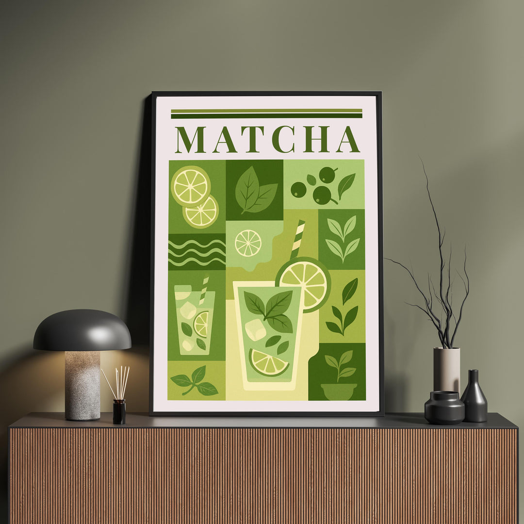 Matcha Kitchen Print Japanese Tea Poster Vintage Drink Art Kitchen Wall Art Asian Beverage Decor Dining Room Culinary Artwork