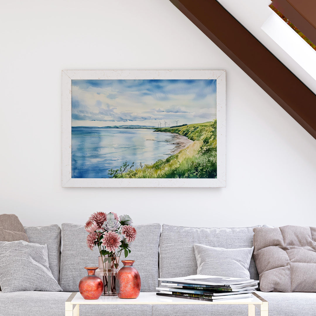 Solway Coast England Watercolor Poster Solway Coast Travel Print Coastal Landscape Painting Seaside Wall Art UK Souvenir