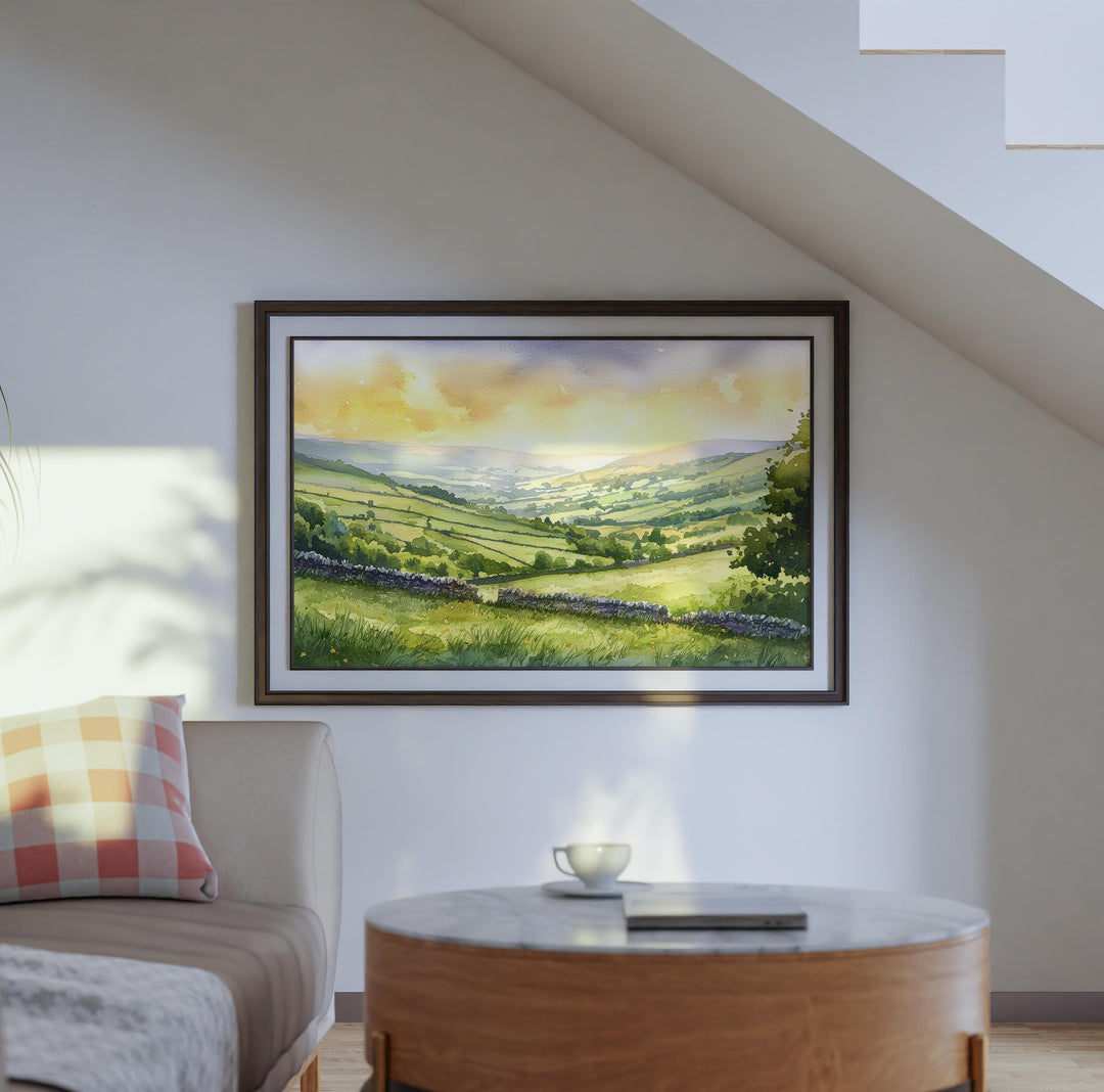 North Pennines England Watercolor Poster North Pennines Travel Print Countryside Landscape Painting Wall Art UK Souvenir