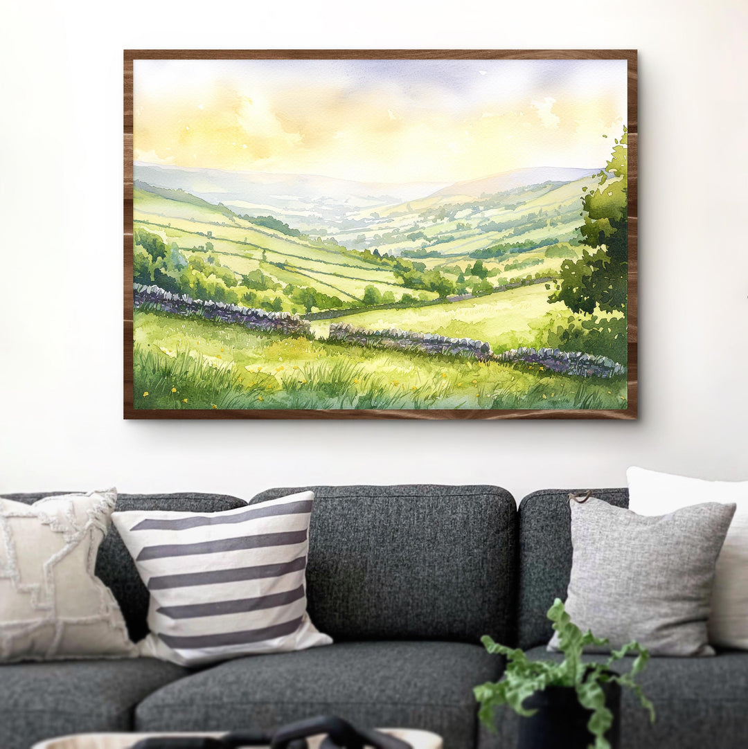 North Pennines England Watercolor Poster North Pennines Travel Print Countryside Landscape Painting Wall Art UK Souvenir
