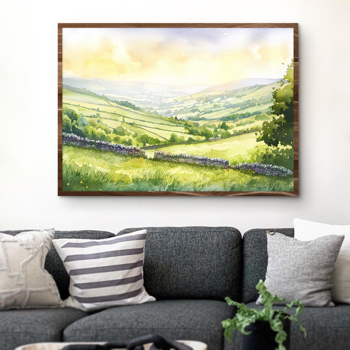 North Pennines England Watercolor Poster North Pennines Travel Print Countryside Landscape Painting Wall Art UK Souvenir