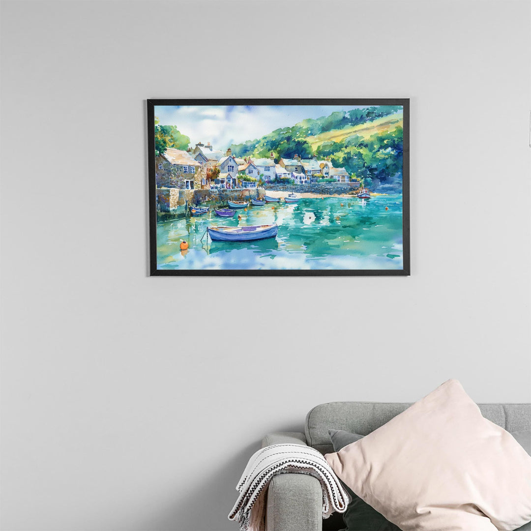 North Devon England Watercolor Poster North Devon Travel Print Coastal Landscape Painting Seaside Wall Art UK Souvenir