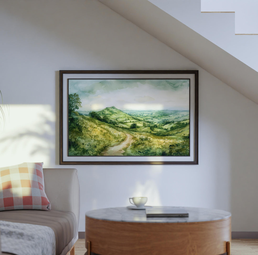 Malvern Hills England Watercolor Poster Malvern Hills Travel Print Countryside Landscape Painting Wall Art UK Souvenir
