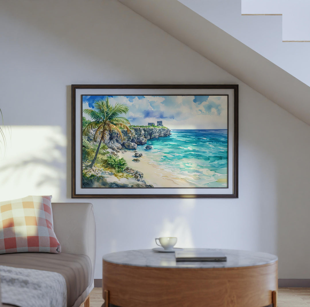 Cozumel Mexico Watercolor Poster Cozumel Travel Print Island Beach Painting Coastal Wall Art Caribbean Souvenir
