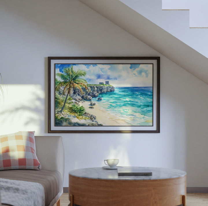 Cozumel Mexico Watercolor Poster Cozumel Travel Print Island Beach Painting Coastal Wall Art Caribbean Souvenir
