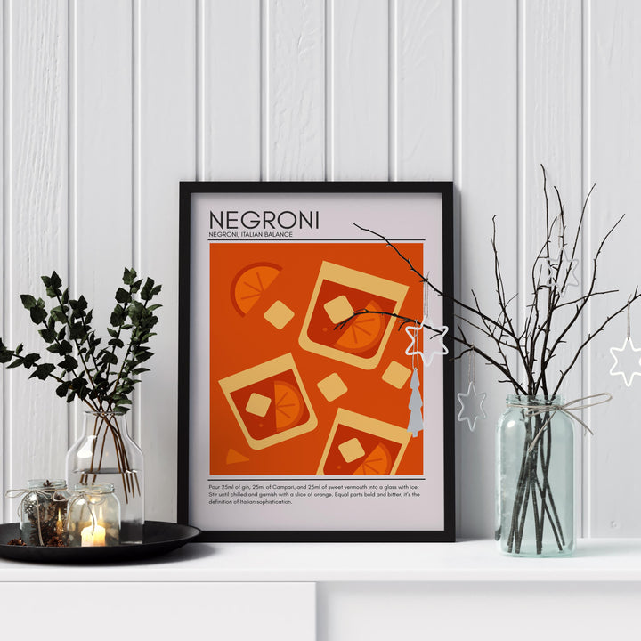 Negroni Art Deco Cocktail Print Elegant Drink Poster Bar Wall Art Mixology Decor Cocktail Lover Gift Classic Beverage Artwork