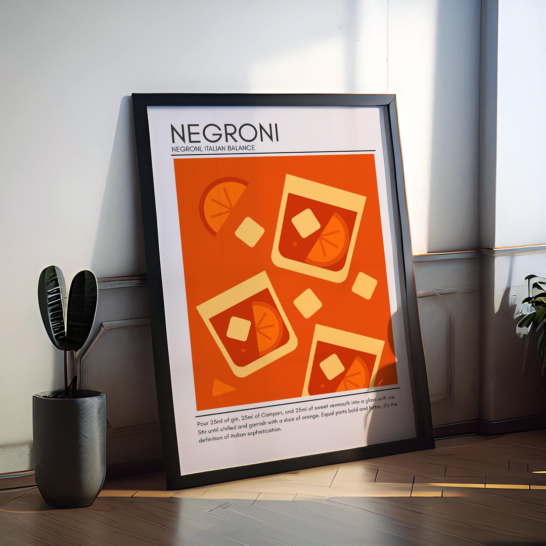 Negroni Art Deco Cocktail Print Elegant Drink Poster Bar Wall Art Mixology Decor Cocktail Lover Gift Classic Beverage Artwork