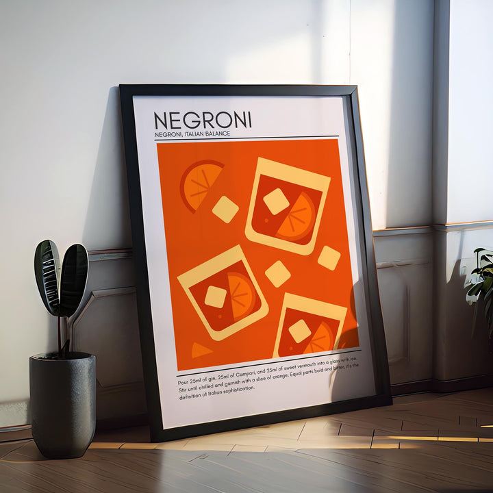 Negroni Art Deco Cocktail Print Elegant Drink Poster Bar Wall Art Mixology Decor Cocktail Lover Gift Classic Beverage Artwork