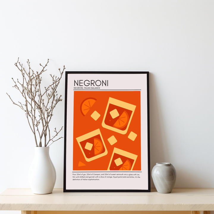 Negroni Art Deco Cocktail Print Elegant Drink Poster Bar Wall Art Mixology Decor Cocktail Lover Gift Classic Beverage Artwork