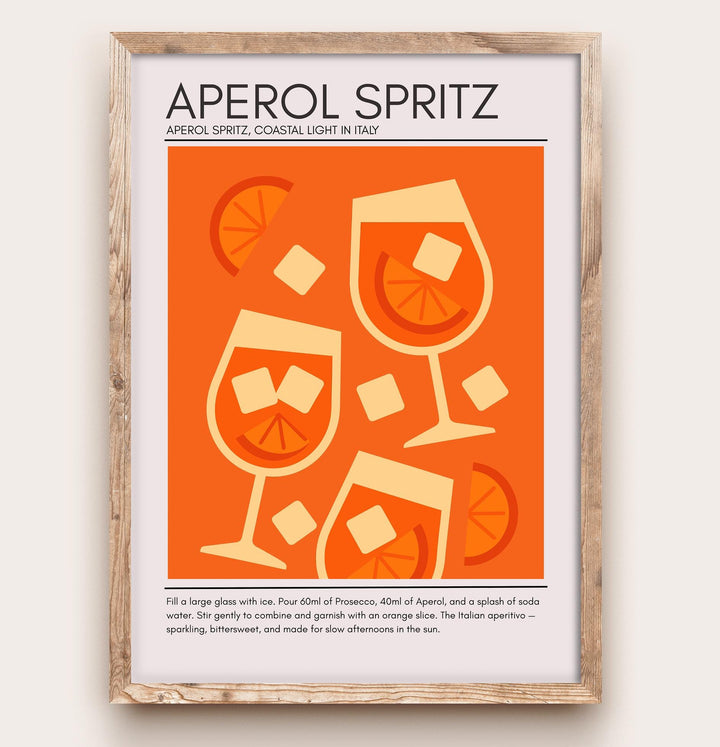 Aperol Spritz Art Deco Cocktail Print Elegant Drink Poster Bar Wall Art Cocktail Lover Gift Summer Decor Classic Beverage Artwork